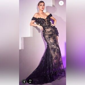 Cinderella Divine black mermaid fitted dress, size 2